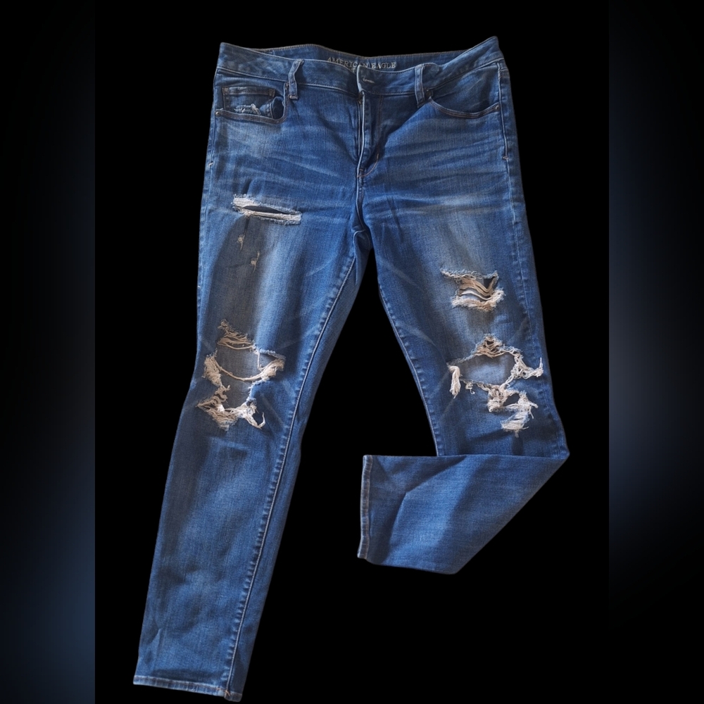 American Eagle Outfitters Distressed Blue Skinny Jeans